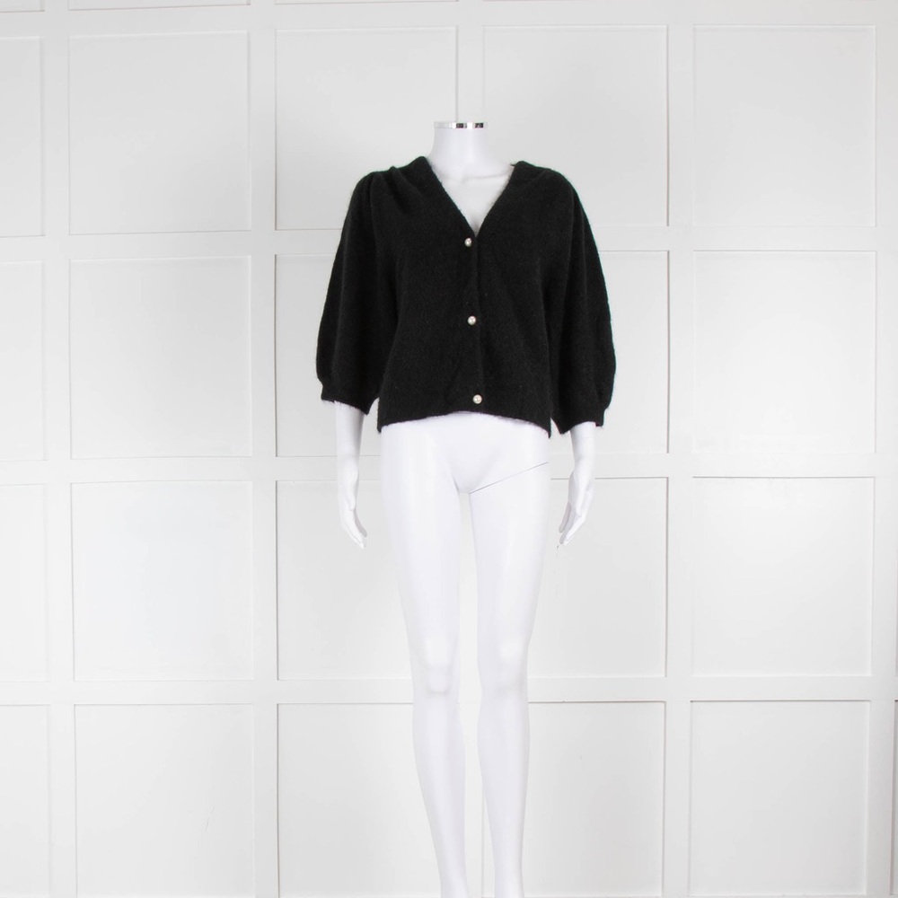 The Kooples Fuzzy Mohair 3/4 Sleeve Cardigan